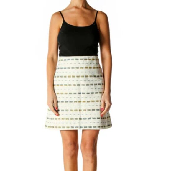White Printed Chic A-Line Skirt - Picture 1 of 1